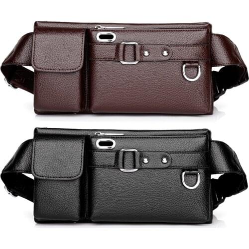 Mens PU Leather Sling Bag Chest Shoulder Bag Anti Scratch Waterproof Multifunction Pouch jlrr