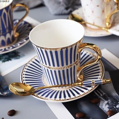 Porcelain British Coffee Cup And Saucer Luxury Royal Bone China Tazas De Ceramica Creativas Porcelain Espresso Cup Luxury