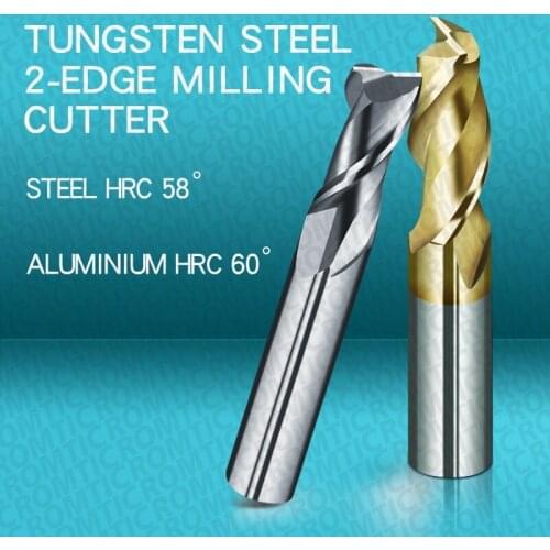 Milling Cutter Alloy Coating Tungsten Steel Tool ROMTIC Cnc Maching 2 Blade Endmills Aluminum Cutter Machine Carbide Tool HRC58