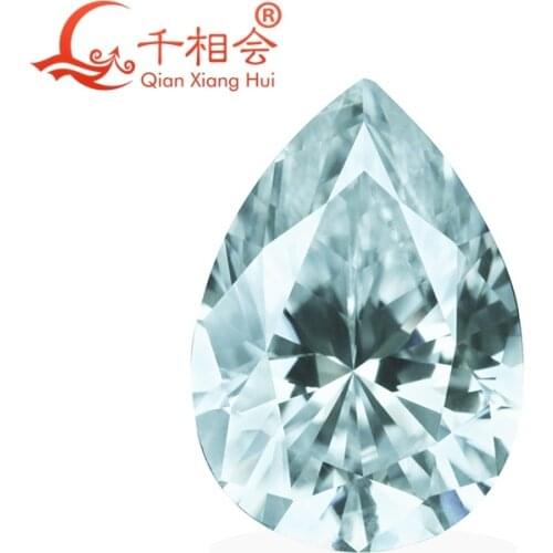 Blue color pear shape Sic material moissanites loose stone by qianxianghui