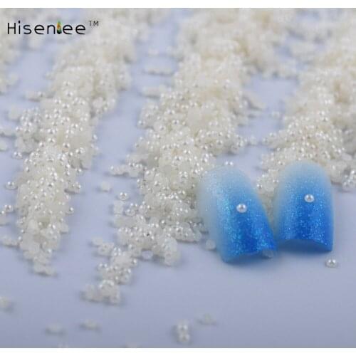 Hisenlee 10000pcs/pack White Beige Color Half Pearls Beads Nail Round Pearls 3D Nail Art Decoration