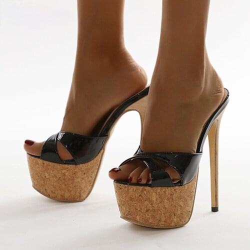 HOKSZVY Summer High Heels Platform Slides Womens Chunky Ladies Slippers Brief Slingback Peep-toe Sandals Size 35-42 JXQ