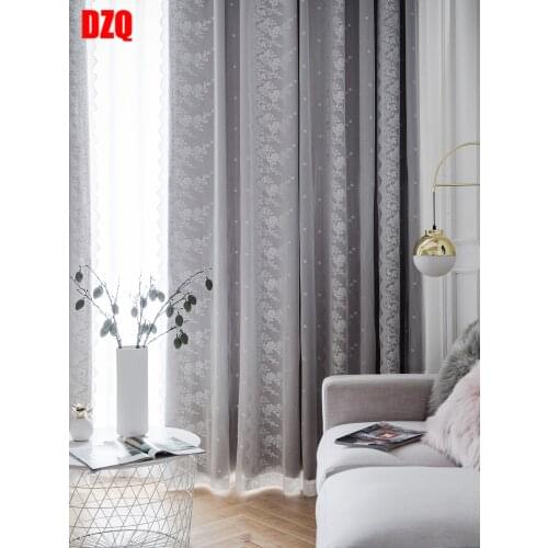 Customized Modern Minimalist Lace Princess Style Full Blackout Curtain Fabric for Living Room Bedroom Floating Curtain Finished