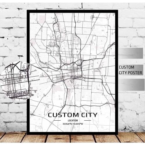 Custom City Map Any City Personalized Map Print Customized Map Canvas Prints Canvas Art Poster Oil Paintings No Frame