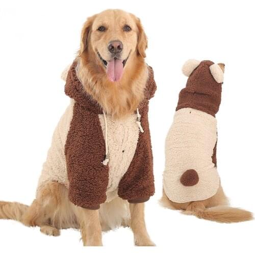 Fashion Cartoon Big Dog Transfiguration Clothes Thickened Two-legged Large Dog Autumn Winter Hooded Cotton Pet Dog Clothes