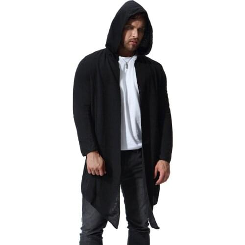 Plus size men trench coat long sleeve hooded black jacket casual spring autumn hip hop long coats mens streetwear clothing m-5XL
