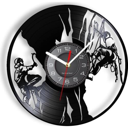 Rock Climbing Mountain Hiking Vinyl Record Wall Clock Adventure Wall Art For Living Room Extreme Sports Decor Clock Hiker Gift