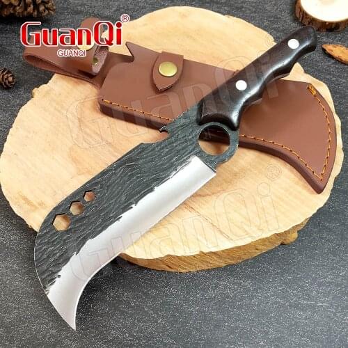 6 In Meat Cleaver Hunting Knife Barbecue Knives Outdoor Camping Survival Butcher Knife With Sheath Forge Fish Knife Boning Knife