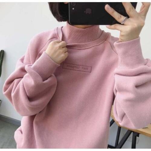 2021 Autumn Winter Korea Fashion Women Long Sleeve Turtleneck Pullovers All-matched Casual Thicken Warm Hoodies