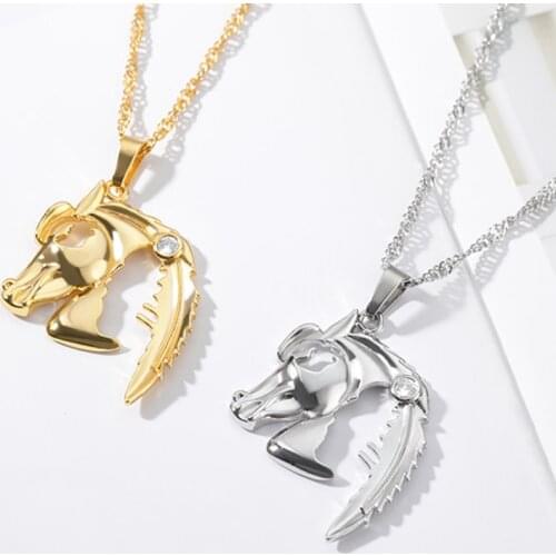 Stainless Steel Horse Pendant Necklace For Women Men Gold Silver Color Goth Halloween Necklace Boho Jewerly Gift Collares Mujer