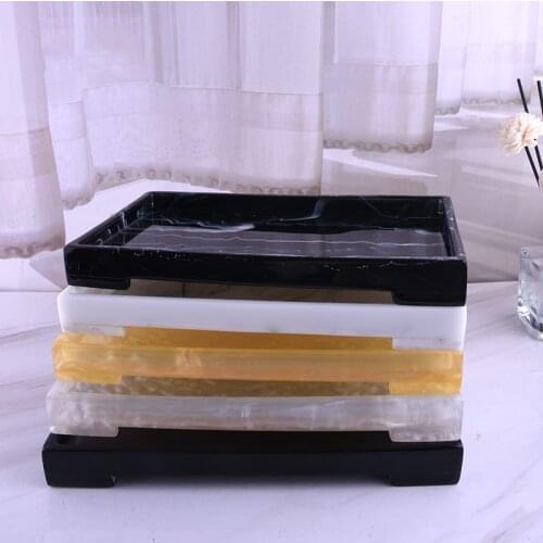 Luxury Resin Tray Plate Dish Toothbrush Holder Container Organizer Bathroom Accessories Set Tray Imitation Marble Soap Dispenser