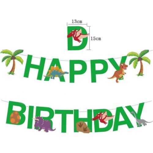 Happy Birthday Party Decorations Kids Banner Safari Jungle Party Animal Banner Dinosaur Party Paper Garland Baby Shower Supplies