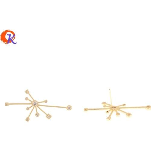 Cordial Design 20Pcs 18*36MM Jewelry Accessories/CZ Earrings Stud/Flower Shape/Genuine Gold Plating/Hand Made/Earring Findings