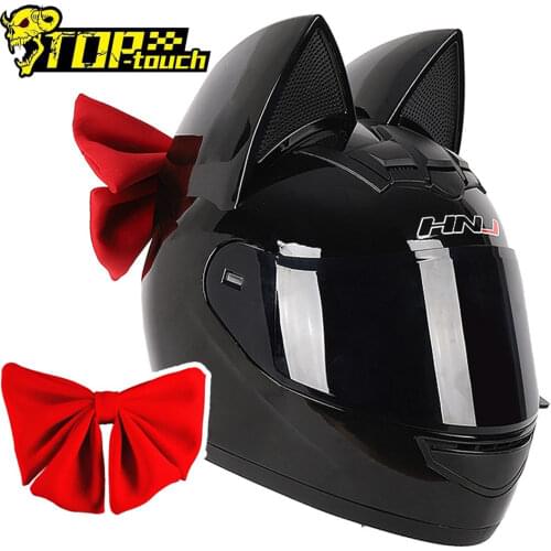Woman Motorcycle Helmet Full Face Casco Moto Motocross Helmet Motorbike Riding With Personality Cat Ears 8 Colors For 4 Seasons