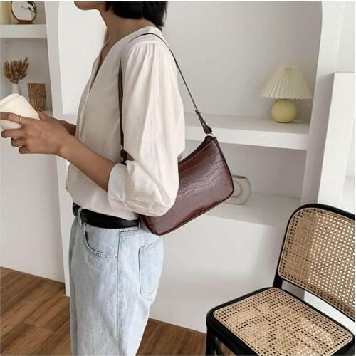 Crocodile Pattern PU Leather Handbag Female Shoulder Bag Fashion Ladies Armpit Bag Retro Casual Women Tote All-match Clutch