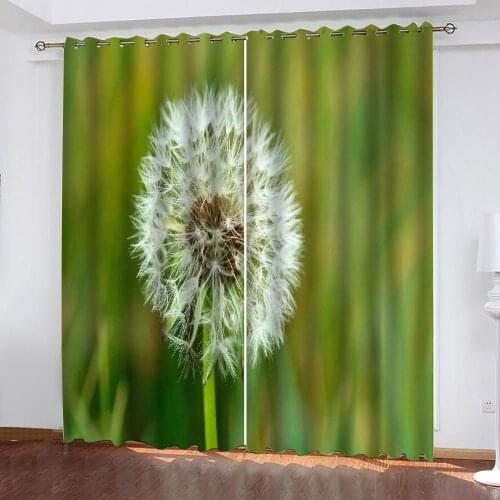 Customized size Luxury Blackout 3D Window Curtains green Dandelion curtains soundproof windproof curtains