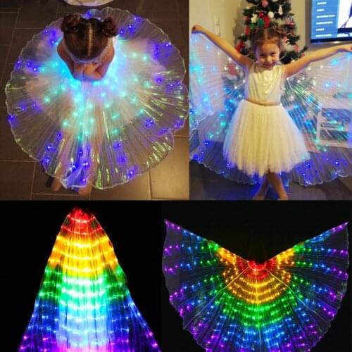 Dancing Wings Colorful Stage Performance Prop Girls Belly Dance LED Isis Wings Egyptian Indian Club Light up Gift For Girl