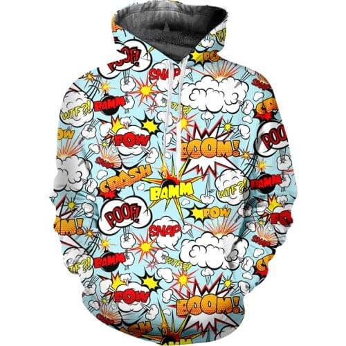 College Style 3d Hoodie BOOM Graffiti Printed Mens Hooded Sweatshirts Casual Anime Pullover Funny Oversized Mens Clothing