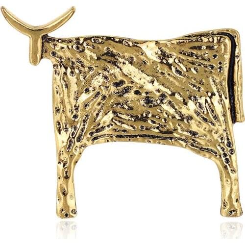 Vintage Alloy Cattle Brooches For Women Unisex Animal New Year Brooch Pin Jewelry Accessories Gift for Women Men
