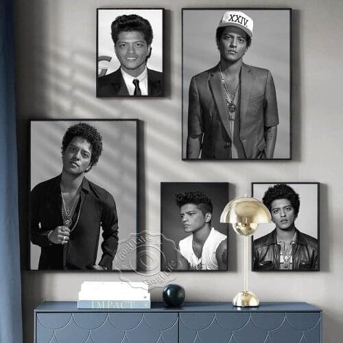 Vintage Art Singer Bruno Mars Potser, Music Star Wall Art, Bruno Mars Prints Art, Retro Poster, Bar Pub Club Wall Stickers