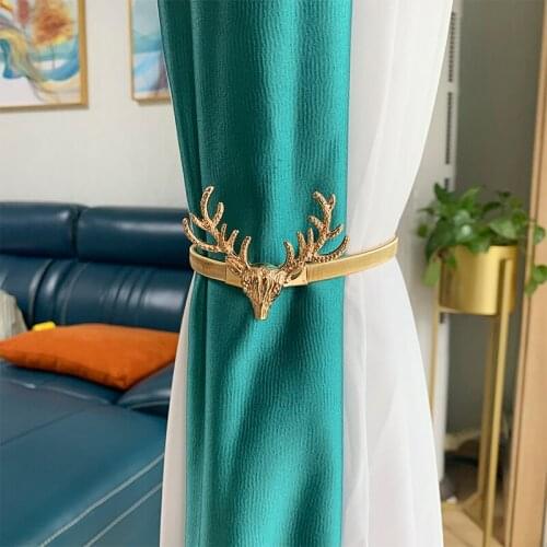 1PC Tretch Curtain Tieback Nordic Elk Curtains Rope For Living Room Bedroom Alloy Curtain Accessories Buckle Home Decor