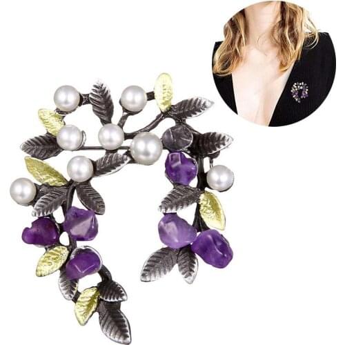 Brand Natural Stone Tree Brooches Pins Women Jewelry Crystal Vintage Brooch Pendant for Women Scarf Birthday Accessories