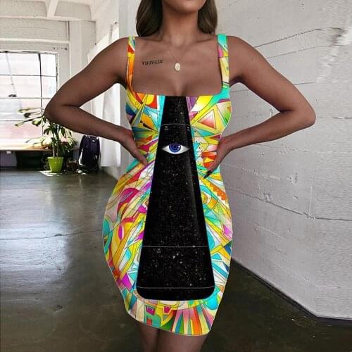 Giyu Colorful Dress Women Abstract Sundress Rainbow Vestido Sexy Womens Clothing Party Beach Beach Fashion
