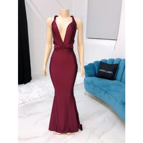 Sexy Satin Mermaid Prom Dresses Long 2021 Deep V Neck Backless Sleeveless Formal Evening Party Dress Robe De Soiree