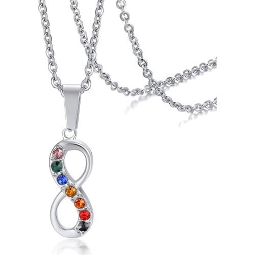 Infinity Pendant Necklace Lovely Promise Women Geometric Choker Number Eight Necklaces LGBT Gay Pride Rainbow Girl Boy Gift