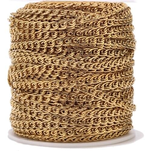 1M Stainless Steel Polished Gold Tone 6mm Width Chains Fashion Link Chain For DIY Jewelry Necklace Making Findings High Quality