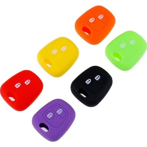1Pc 2 Buttons Silicone Rubber Car Remote Key Case Cover For 107 206 307 207 408 Key Protector Holder Shell