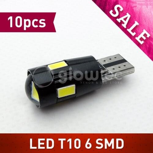 10PCS T10 6SMD CANBUS high power 6 SMD 194 W5W LED Error Free clearance headlight bulb Car Light Lamp Auto Bulb White GLOWTEC