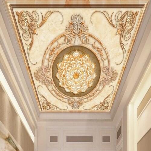 3D Relief Marble Ceiling Wallpaper For Bedroom Living Room Decoration Peacock Pattern European Style Custom Photo Art Murals