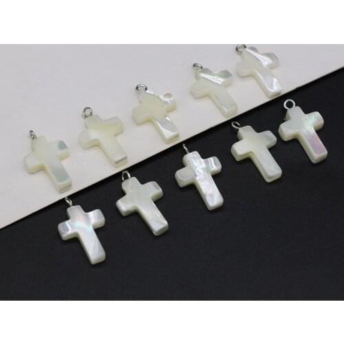 5PCS 2021 New Natural Freshwater Shell White Cross Shape Pendant Making DIY Fashion Necklace Earrings Jewelry Decoration Gift