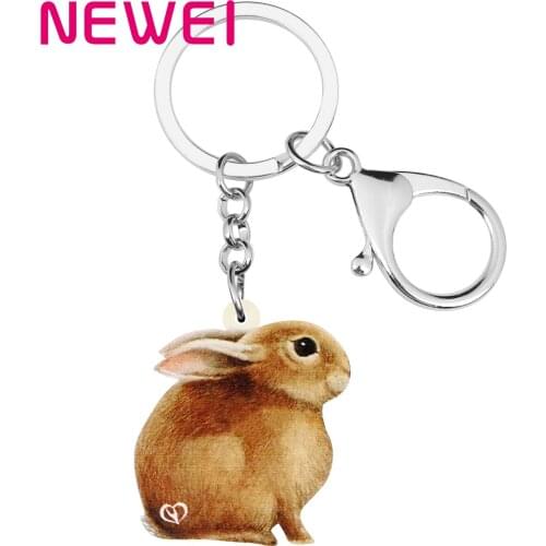 Newei Acrylic Brown Easter Hare Rabbit Bunny Keychains Animal Keyring Jewelry For Women Teen Fashion Gifts Bag Car Decoration