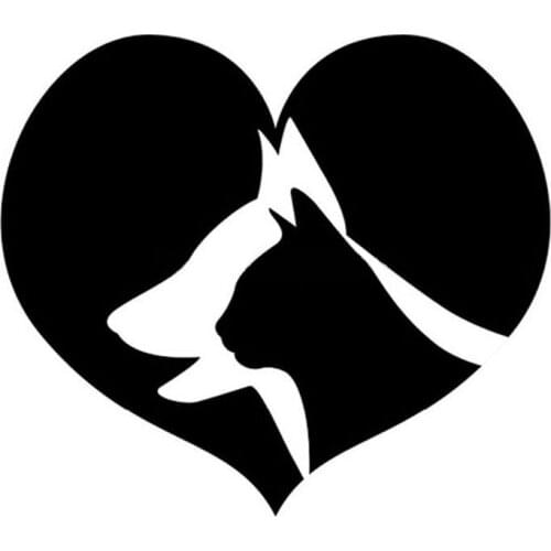 Car Stickers Love Cats and Dogs Car Glass Decoration Stickers Creative Cartoon Car Stickers Accessories Black/white,15cm*13cm