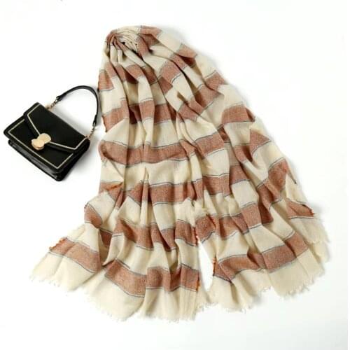 Yarn Dyed Stripes Wool Acrylic Long Scarves Soft Girls Air Conditioning Towel Women Good Quality Hijab Foulard Beach Accessories