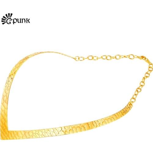 Statement Necklace Torque Women Choker Necklace Wholesale Classic Design Gold color Stainless Steel Jewelry N2029G