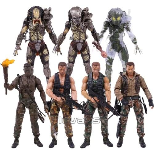 NECA PREDATOR 30th Anniversary Jungle Patrol Encounter Extraction Disguise Dutch Jungle Hunter Unmasked Demon Action Figure
