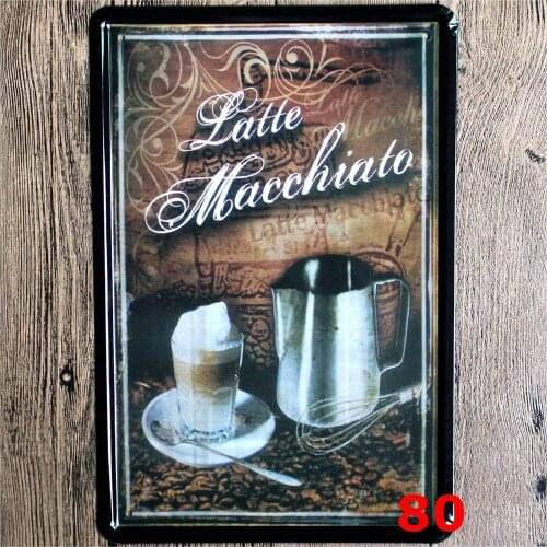 Latte Macchiato Coffee Novelty Parking Retro Metal Tin Sign Plaque Poster Wall Decor Art Shabby Chic Gift