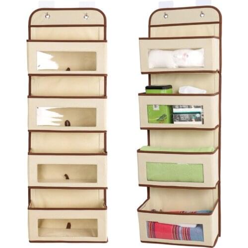 Layer Fabric Over The Door Organizer Gray Foldable Door Organizers Nursery Closet Storage, Large Hanging Door Organizer