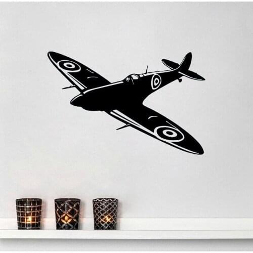 Cartoon Airplane Wall Sticker Fighter Spitfire Wall Decal Kids Boys Room Decoration Nursery Art Design Wallpaper Vinyl Murals
