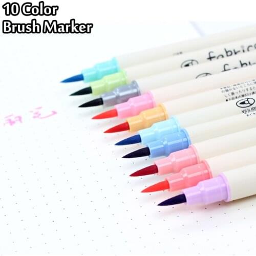 10 Colors Brush Pen Set Fabricolor Marker Pen Soft Tip Colour Brushpen Calligraphy Finecolour Brush Felt Art Markers Stationery