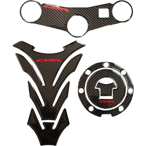 Gas Cap Cover Fuel Tank Pad Triple Clamp Sticker For Honda CBR600RR CBR 600RR 2003 2004 Motorcycle Carbon Fiber 3D Rasie Decal