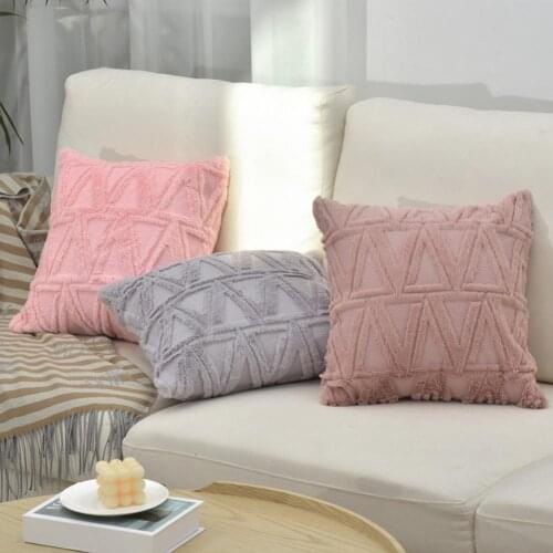 Pillow Throw Cover Invisible Zipper Fluffy PV Flannelette Throw Pillow Cover for Bedroom