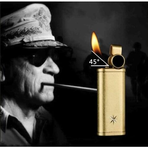 2020 New Pure brass Turbo Torch Flint Grinding wheel Lighter Free Fire kerosene Retro Pipe Lighter Gadgets For Men