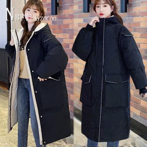 Long Style Women Parkas Winter New Loose Plus Size Hooded Thick Warm Female Overcoat