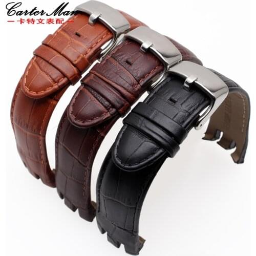Crocodile pattern genuine leather watchband for Swatch YRS403 412 402G series 21mm curved end male bracelet black brown strap