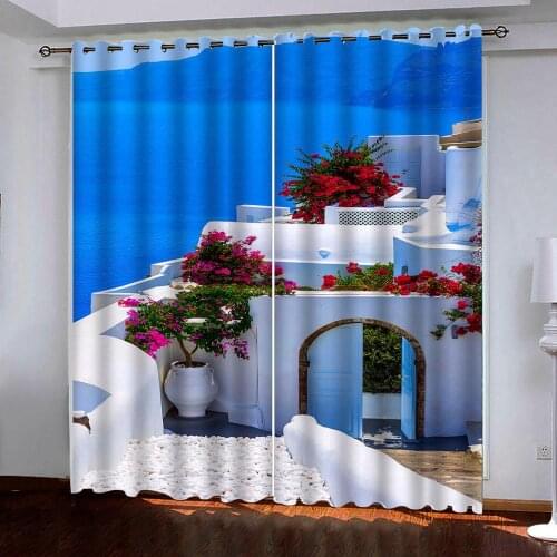 House by the sea Luxury 3D Blackout Window Curtains Drape For Living room Bedroom Office curtain home decor