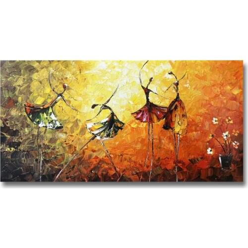 Hand Painted Dancing Ballet Oil Painting Canvas Wall Art for Living Room Wall Décor Bedroom Wall Paintings for Girls' Room